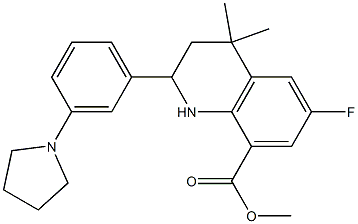 methyl 6-fluoro-4,4-dimethyl-2-(3-(pyrrolidin-1-yl)phenyl)-1,2,3,4-tetrahydroquinoline-8-carboxylate 结构式