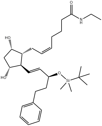 (5Z)-7-[(1R,2R,3R,5S)-2-[(1E,3S)-3-[[(1,1-二甲基乙基)二甲基硅烷基]氧基]-5-苯基-1-戊烯-1-基]-3,5-二羟基环戊基]-N-乙基-5-庚烯酰胺 结构式