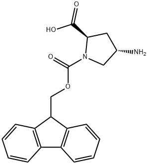 (2R,4S)-1-(((9H-芴-9-基)甲氧基)羰基)-4-氨基吡咯烷-2-羧酸 结构式