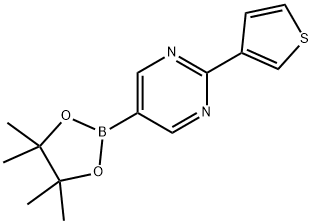 5-(4,4,5,5-tetramethyl-1,3,2-dioxaborolan-2-yl)-2-(thiophen-3-yl)pyrimidine 结构式