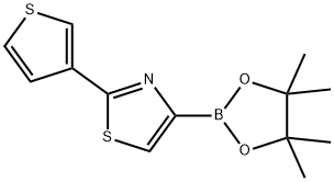 4-(4,4,5,5-tetramethyl-1,3,2-dioxaborolan-2-yl)-2-(thiophen-3-yl)thiazole 结构式