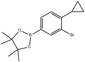 2-(3-bromo-4-cyclopropylphenyl)-4,4,5,5-tetramethyl-1,3,2-dioxaborolane 结构式