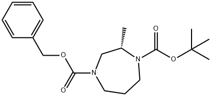 4-benzyl 1-tert-butyl (S)-2-methyl-1,4-diazepane-1,4-dicarboxylate 结构式