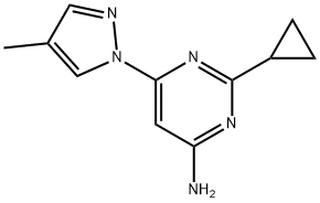 4-Amino-2-cyclopropyl-6-(4-methyl-1H-pyrazol-1-yl)pyrimidine 结构式