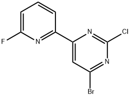 2-Chloro-4-bromo-6-(6-fluoro-2-pyridyl)pyrimidine 结构式