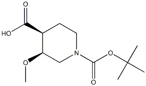 顺式-1-BOC-3-甲氧基哌啶-4-甲酸 结构式