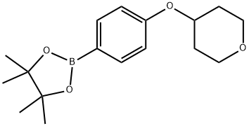 4,4,5,5-四甲基-2-(4-((四氢-2H-吡喃-4-基)氧基)苯基)-1,3,2-二氧硼杂环戊烷 结构式