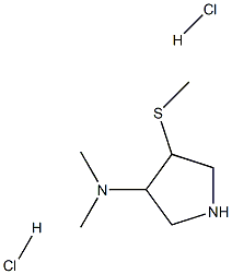N,N-dimethyl-4-(methylsulfanyl)pyrrolidin-3-amine dihydrochloride 结构式