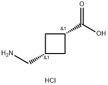 cis-(1s,3s)-3-(aminomethyl)cyclobutane-1-carboxylic acid hydrochloride 结构式