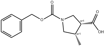 cis-1-Cbz-4-Methyl-pyrrolidine-3-carboxylic acid 结构式