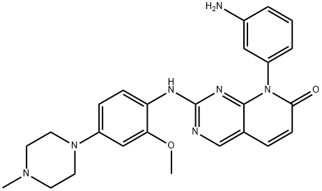 8-(3-aminophenyl)-2-((2-methoxy-4-(4-methylpiperazin-1-yl)phenyl)amino)pyrido[2,3-d]pyrimidin-7(8H)-one 结构式