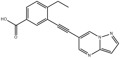 4-ETHYL-3-(2-{PYRAZOLO[1,5-A]PYRIMIDIN-6-YL}ETHYNYL)BENZOIC ACID 结构式