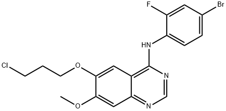 N-(4-bromo-2-fluorophenyl)-6-(3-chloropropoxy)-7-methoxyquinazolin-4-amine 结构式