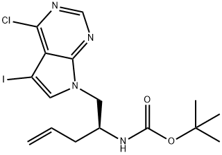 叔丁基-(4-氯-5-碘-7H-吡咯[2,3-D]嘧啶-7-基)戊基-4-烯-2-基)氨基甲酸酯 结构式