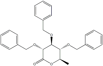 (3R,4S,5R,6R)-3,4,5-TRIS(BENZYLOXY)-TETRAHYDRO-6-METHYLPYRAN-2-ONE 结构式