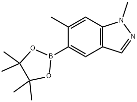 1,6-Dimethyl-5-(4,4,5,5-tetramethyl-1,3,2-dioxaborolan-2-yl)-1H-indazole 结构式