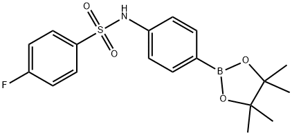 4-氟-N-(4-(4,4,5,5-四甲基-1,3,2-二氧硼杂环戊烷-2-基)苯基)苯磺酰胺 结构式