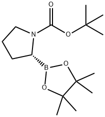 1-Pyrrolidinecarboxylic acid, 2-(4,4,5,5-tetramethyl-1,3,2-dioxaborolan-2-yl)-, 1,1-dimethylethyl ester, (R)- (9CI) 结构式