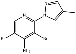 4-Amino-3,5-dibromo-2-(4-methyl-1H-pyrazol-1-yl)pyridine 结构式