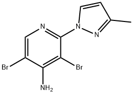 4-Amino-3,5-dibromo-2-(3-methyl-1H-pyrazol-1-yl)pyridine 结构式