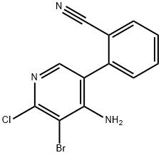 4-Amino-2-chloro-3-bromo-5-(2-cyanophenyl)pyridine 结构式