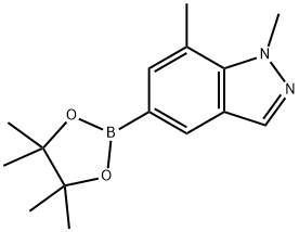 1,7-dimethyl-5-(4,4,5,5-tetramethyl-1,3,2-dioxaborolan-2-yl)-1H-indazole 结构式