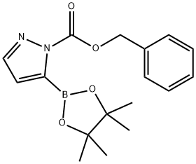 5-(4,4,5,5-Tetramethyl-[1,3,2]dioxaborolan-2-yl)-pyrazole-1-carboxylic acid benzyl ester 结构式