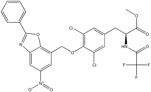 (S)-methyl 3-(3,5-dichloro-4-((5-nitro-2-phenylbenzo[d]oxazol-7-yl)methoxy)phenyl)-2-(2,2,2-trifluoroacetamido)propanoate 结构式
