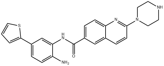 N-(2-AMINO-5-(THIOPHEN-2-YL)PHENYL)-2-(PIPERAZIN-1-YL)QUINOLINE-6-CARBOXAMIDE 结构式
