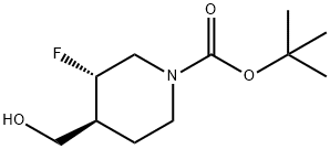 叔丁基(3S,4S)-3-氟-4-(羟甲基)哌啶-1-羧酸叔丁酯 结构式