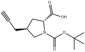 (2R,4S)-1-[(2-methylpropan-2-yl)oxycarbonyl]-4-prop-2-ynylpyrrolidine-2-carboxylic acid 结构式