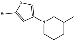 2-Bromo-4-(3-methylpiperidin-1-yl)thiophene 结构式