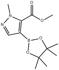 1-甲基-4-(4,4,5,5-四甲基-1,3,2-二氧硼杂环戊烷-2-基)-1H-吡唑-5-羧酸甲酯 结构式