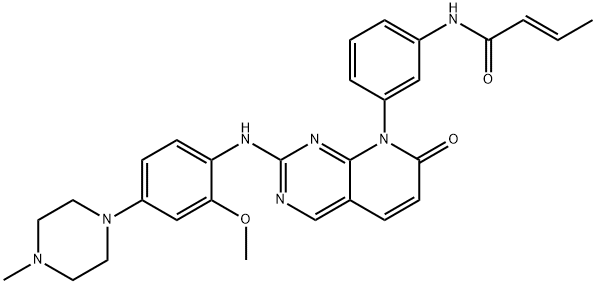 (E)-N-(3-(2-((2-Methoxy-4-(4-methylpiperazin-1-yl)phenyl)amino)-7-oxopyrido[2,3-d]pyrimidin-8(7H)-yl)phenyl)but-2-enamide 结构式