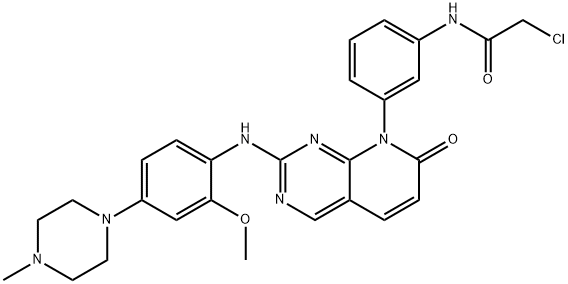 2-Chloro-N-(3-(2-((2-methoxy-4-(4-methylpiperazin-1-yl)phenyl)amino)-7-oxopyrido[2,3-d]pyrimidin-8(7H)-yl)phenyl)acetamide 结构式