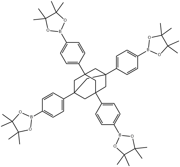 1,3,5,7-tetrakis(4-(4,4,5,5-tetramethyl-1,3,2-dioxaborolan-2-yl)phenyl)adamantane 结构式