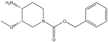 顺-4-氨基-3-甲氧基-哌啶-1-羧酸苄酯 结构式