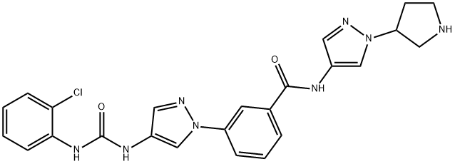 QUINAZOLINAMINE, 8-METHOXY-7-(1-METHYL-1H-PYRAZOL-4-YL)-N-[4-[3-
(4-MORPHOLINYL)-1H-1,2,4-TRIAZOL-1-YL]PHENYL]- 结构式