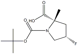 (2S,4S)-1-(tert-butoxycarbonyl)-4-fluoro-2-methylpyrrolidine-2-carboxylic acid 结构式