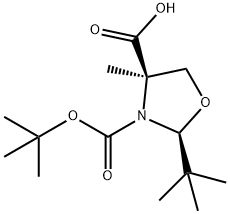 (2S,4R)-3-(tert-butoxycarbonyl)-2-tert-butyl-4-methyloxazolidine-4-carboxylic acid 结构式