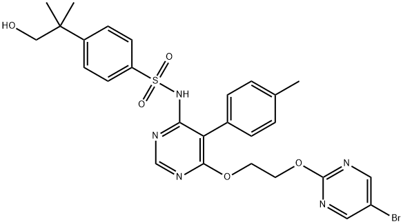 N-(6-(2-(5-bromopyrimidin-2-yloxy)ethoxy)-5-p-tolylpyrimidin-4-yl)-4-(1-hydroxy-2-methylpropan-2-yl)benzenesulfonamide 结构式