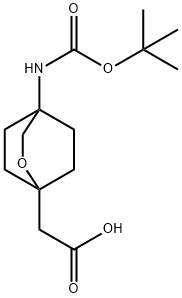 2-(4-((叔丁氧基羰基)氨基)-2-氧杂二环[2.2.2]辛-1-基)乙酸 结构式