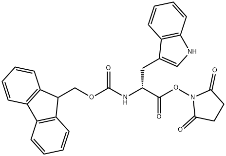 (2,5-dioxopyrrolidin-1-yl) 2-(9H-fluoren-9-ylmethoxycarbonylamino)-3-(1H-indol-3-yl)propanoate 结构式