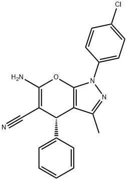 Pyrano[2,3-c]pyrazole-5-carbonitrile,6-amino-1-(4-chlorophenyl)-1,4-dihydro-3-methyl-4-phenyl-, (4S)- 结构式