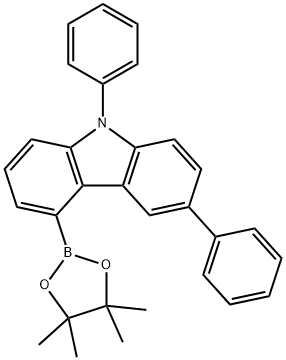 3,9-二苯基-5-(4,4,5,5-四甲基-1,3,2-二氧硼杂环戊烷-2-基)-9H-咔唑 结构式