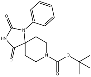 2,4-二氧代-1-苯基-1,3,8-三氮杂螺[4.5]癸烷-8-甲酸叔丁酯 结构式