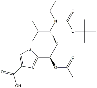 2-((1R,3R)-1-acetoxy-3-((tert-butoxycarbonyl)(ethyl)amino)-4-methylpentyl)thiazole-4-carboxylic acid 结构式