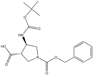 (3S,4R)-1-BOC-4-CBZ-氨基-3-吡咯烷羧酸 结构式