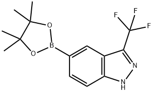5-(4,4,5,5-tetramethyl-1,3,2-dioxaborolan-2-yl)-3-(trifluoromethyl)-1H-indazole 结构式