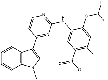N-(2-(difluoromethoxy)-4-fluoro-5-nitrophenyl)-4-(1-methyl-1H-indol-3-yl)pyrimidin-2-amine 结构式